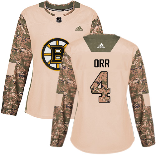 Adidas Bruins #4 Bobby Orr Camo Authentic Veterans Day Women's Stitched NHL Jersey